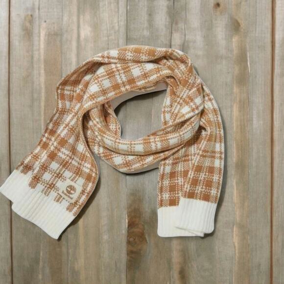 Timberland New mustardy tan & cream Buffalo Plaid Scarf - Picture 7 of 7